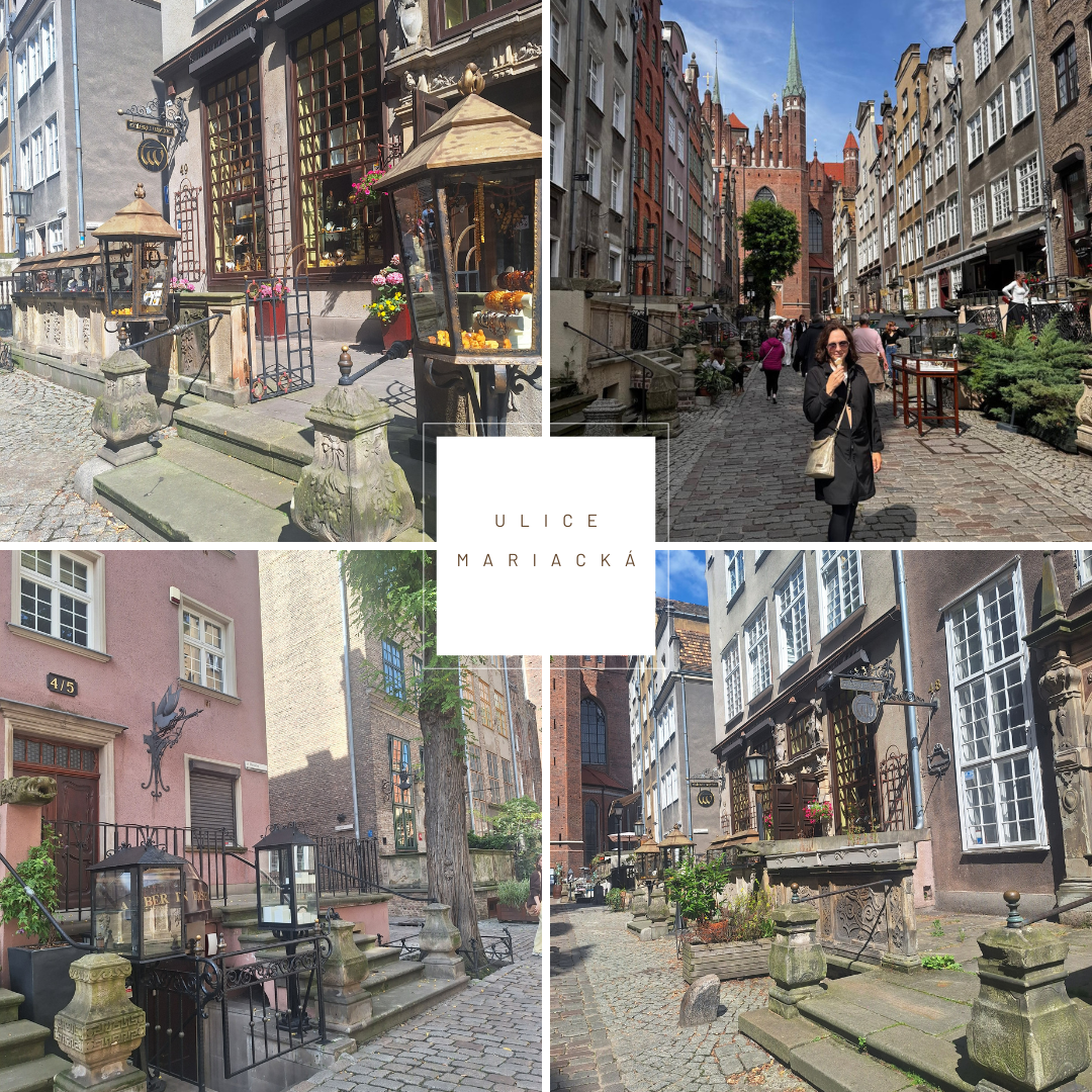 Ulice Mariacka Gdaňsk, centrum gdaňsku, jantar